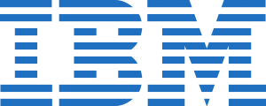 IBM logo in blue stripes