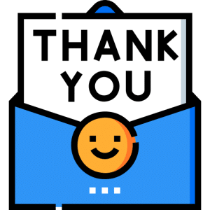 Thank you note with smiley face